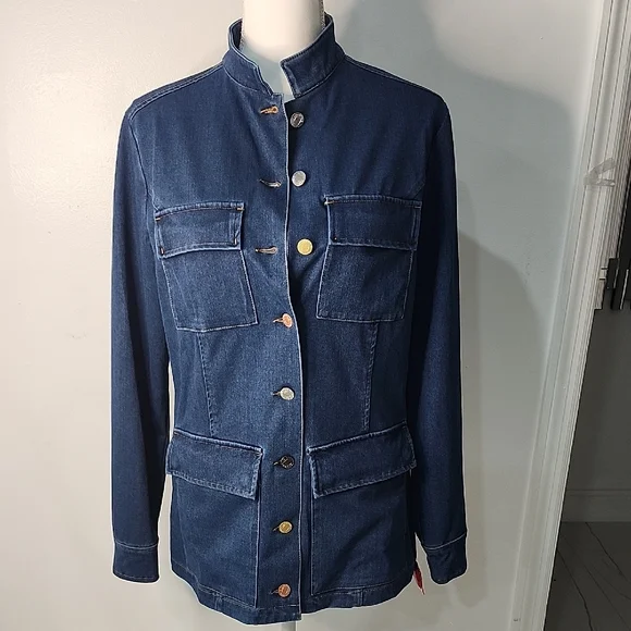 Anatomie Dark Blue Jean Jacket with Button Accents - Picture 1 of 6